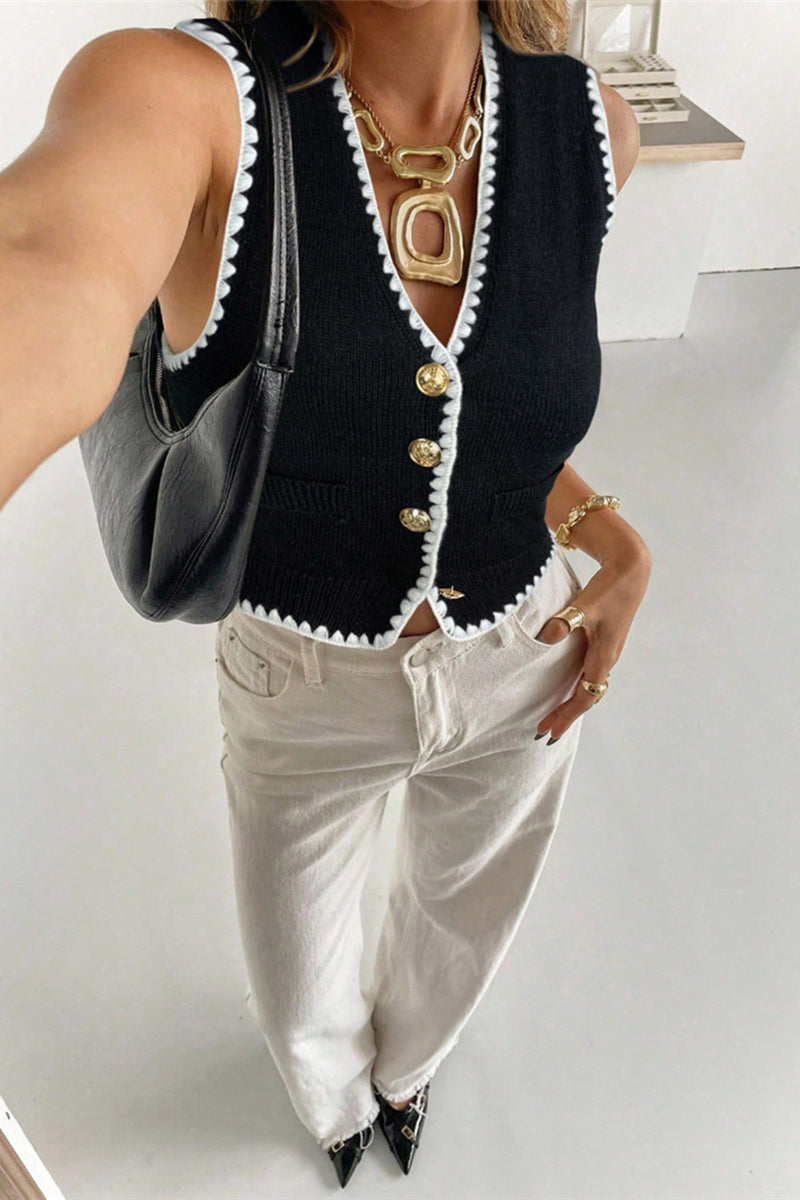 Chic Button-Up Sweater Vest