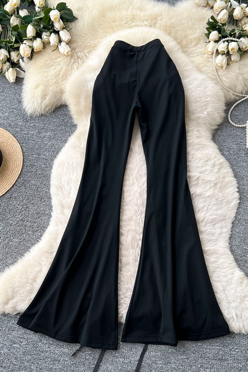 Lace-Up Flare Casual Pants
