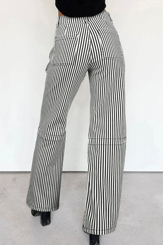 Stripe Patch Pocket High Waist Shift Jeans