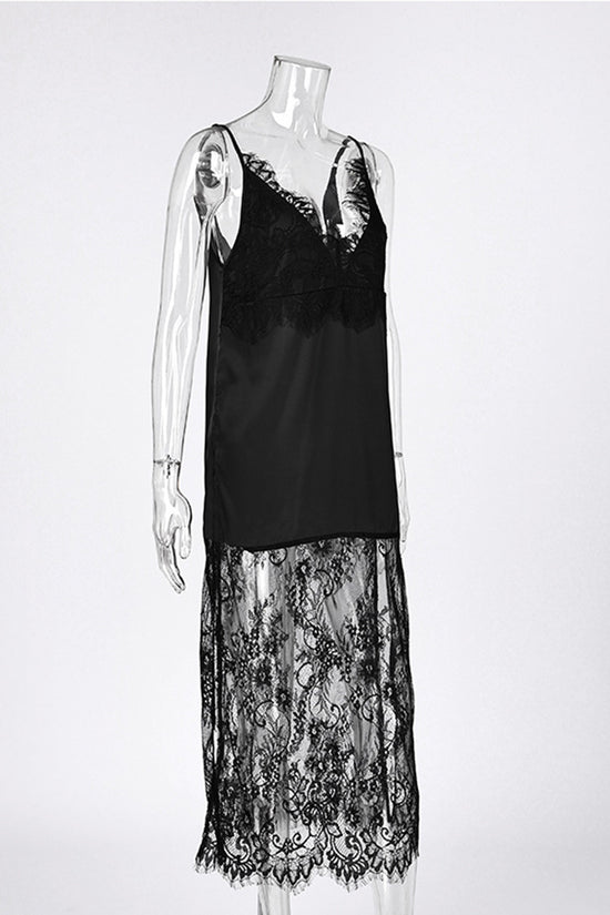 Sleeveless Lace V-Neck Casual Dress