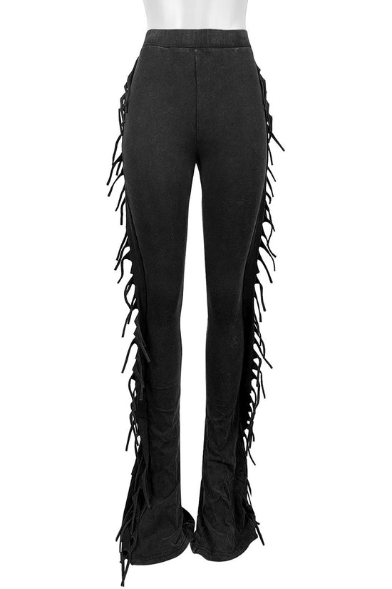 Fringe-Trim Casual Pants