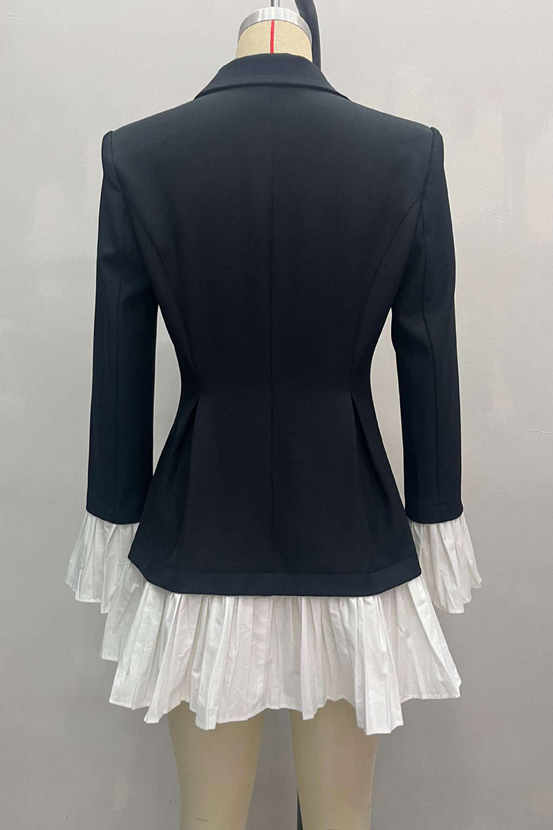 Ruffled Hem Blazer-Inspired Casual Dress