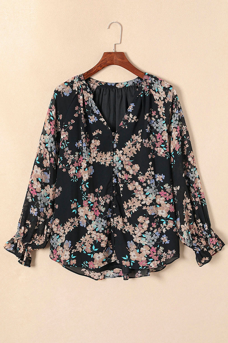 Floral Print Chiffon Blouse