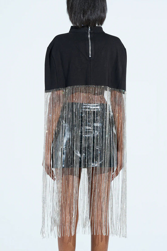 Fringe Hem Sleeveless Cropped Blouse