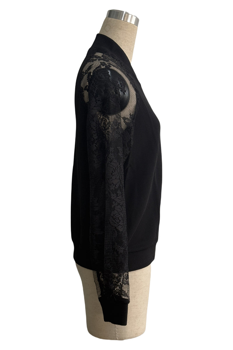 Lace Sleeve Zipper Jacket