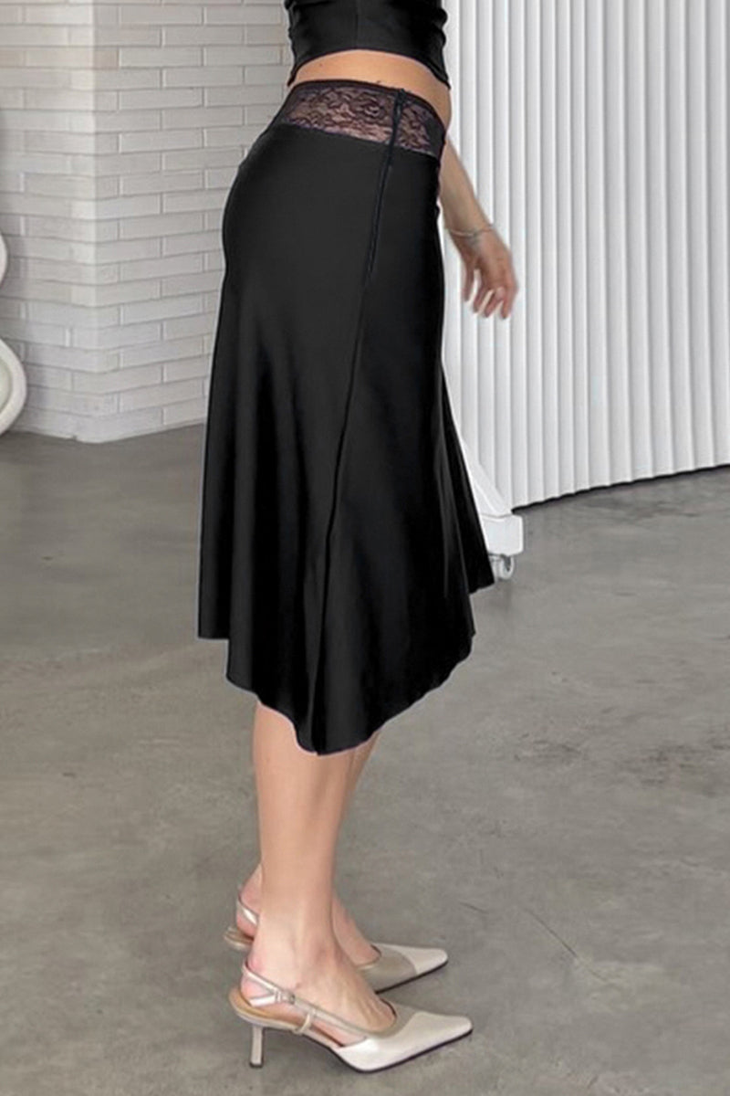 Lace Waist Midi Skirt
