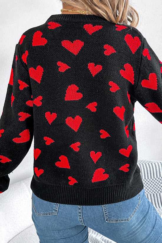 Heart Pattern Long Sleeve Sweater