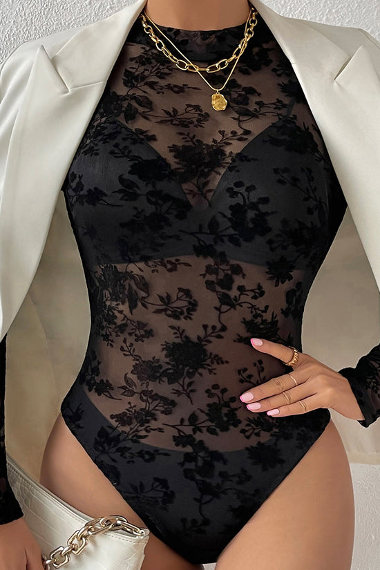 Floral Pattern Long Sleeve Bodysuit
