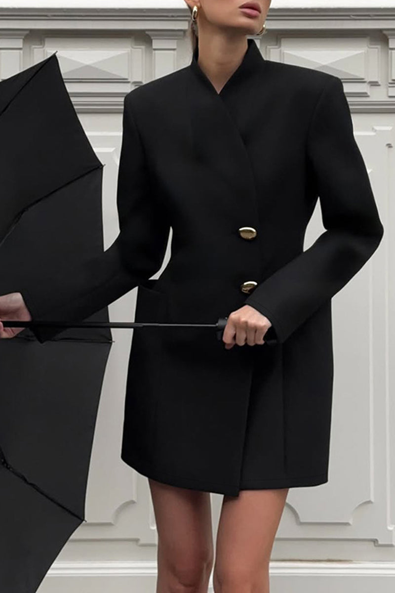 Classic Buttoned Long Sleeve Dress