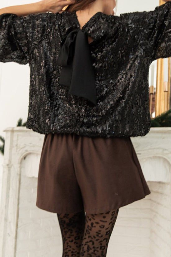 Sparkling Sequin Short Sleeve Blouse