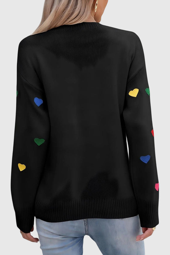 Heart Pattern Long Sleeve Sweater