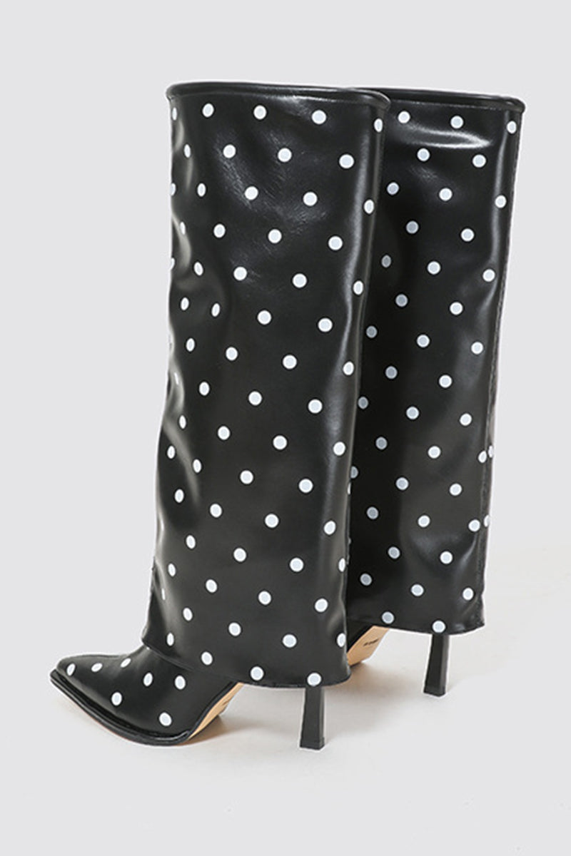 Polka Dot Knee-High Boots