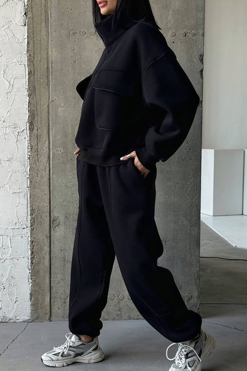 Stylish High-Collar Activewear Set