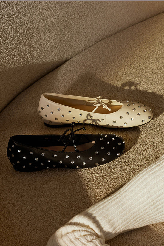 Studded Bow Tie Ballet Flats