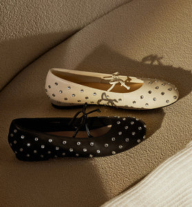 Studded Bow Tie Ballet Flats