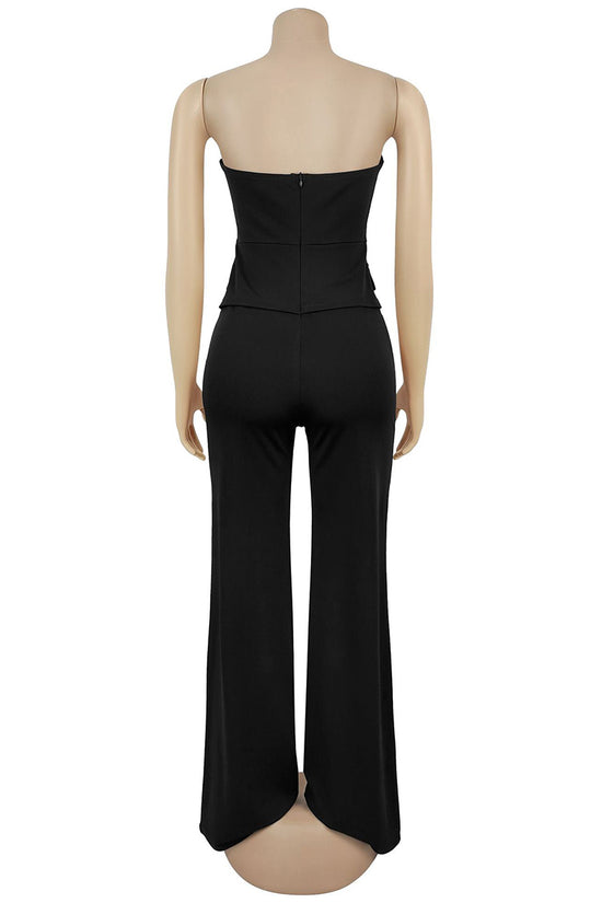Strapless Buttoned Jumpsuit