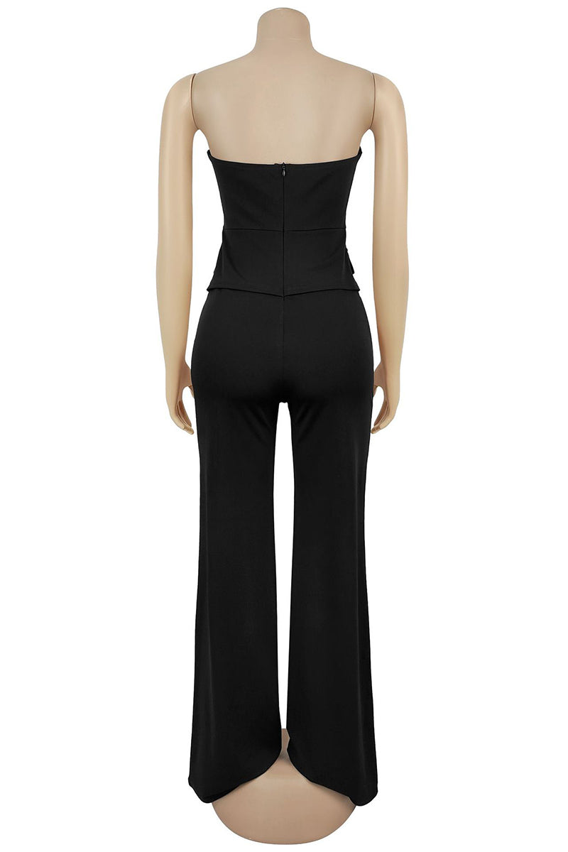Strapless Buttoned Jumpsuit