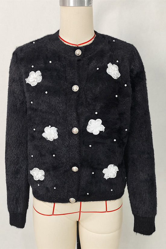Floral Button-Up Cardigan with Delicate Details