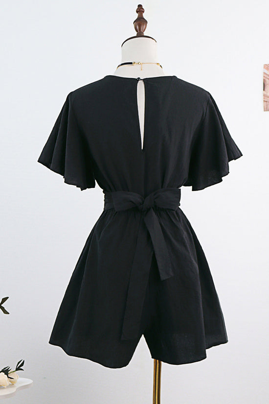 Flutter Sleeve Twist Front Romper