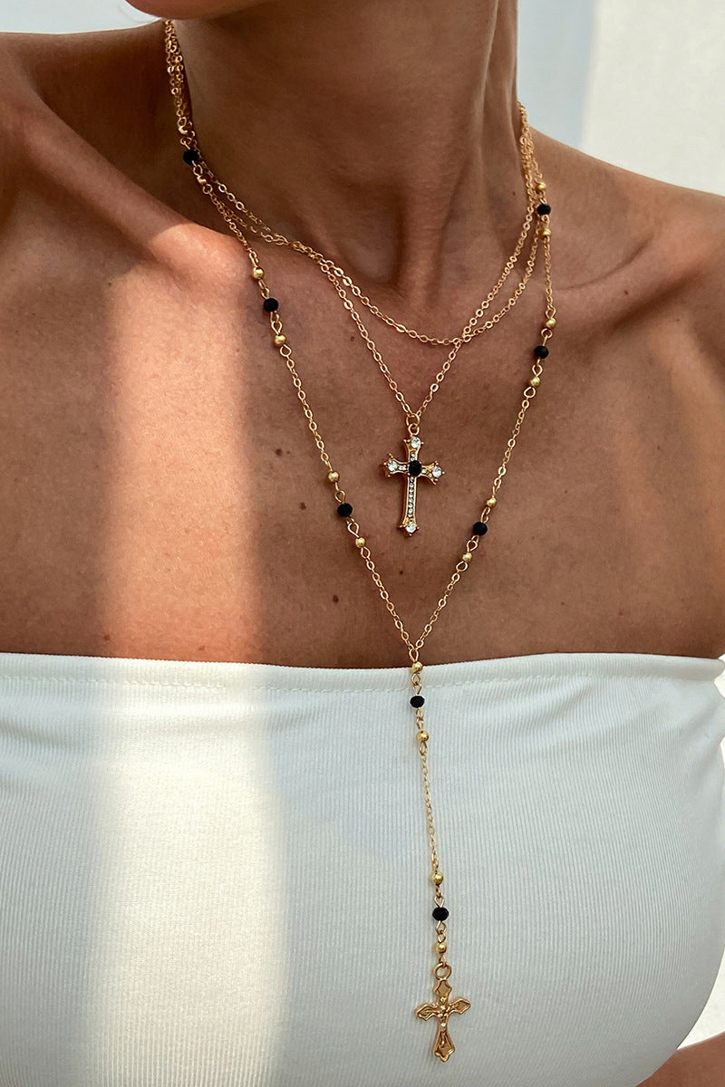 Layered Cross Pendant Necklace