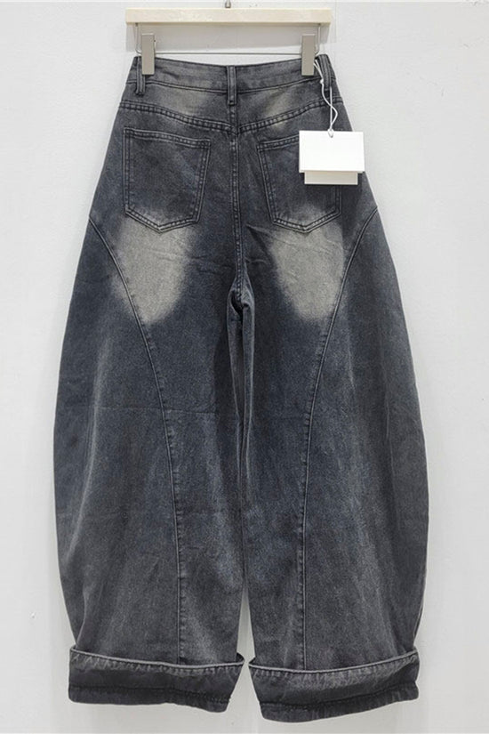 Trendy Barrel Jeans with Cuffed Details