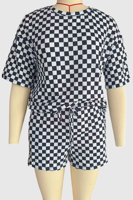 Checkerboard Sleeveless Short Set