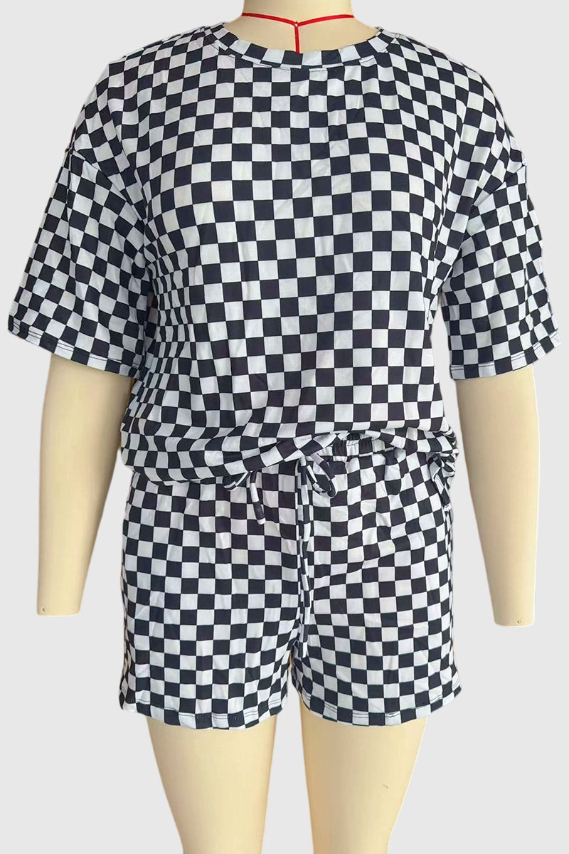 Checkerboard Sleeveless Short Set