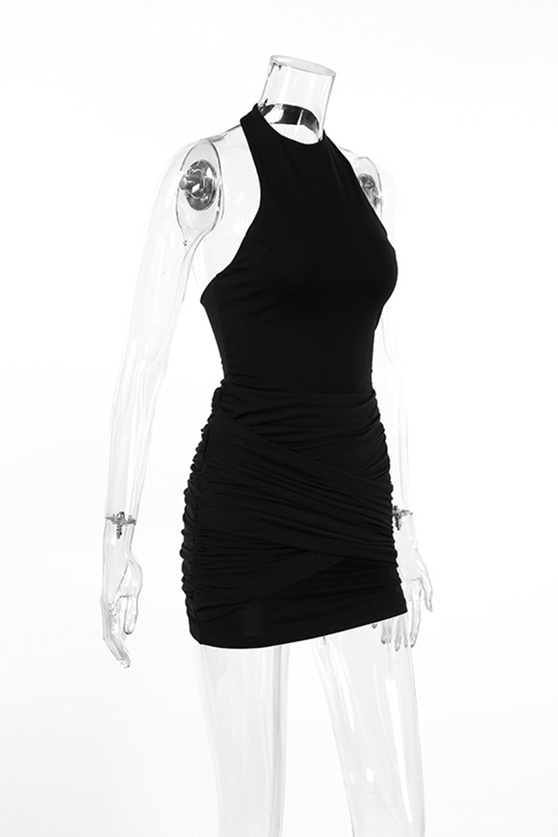 Sleeveless High-Neck Bodycon Dress