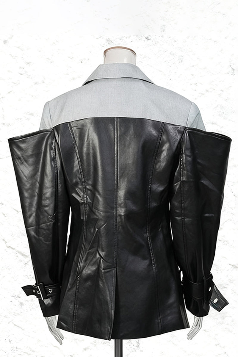 Dual-Tone Double Breasted Blazer Jacket