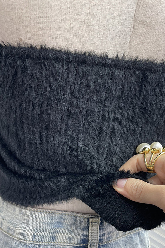 Fuzzy Off-Shoulder Tank Top with Scarf