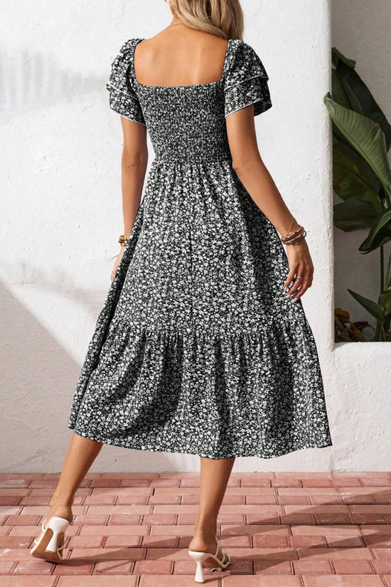 Flowy Floral Smocked Casual Dress