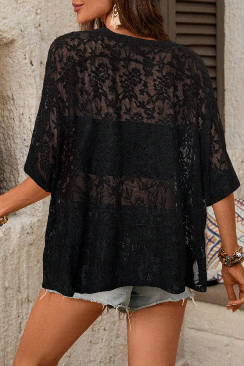 Sheer Floral Pattern T-Shirt