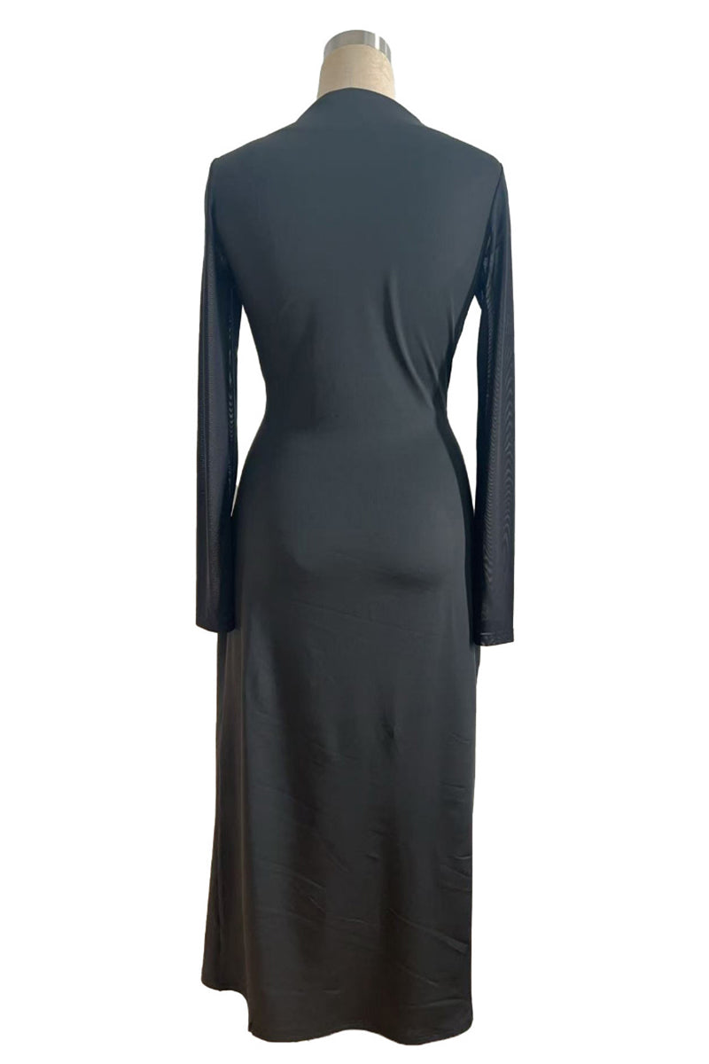 Elegant Long Sleeve Ruched Waist Dress