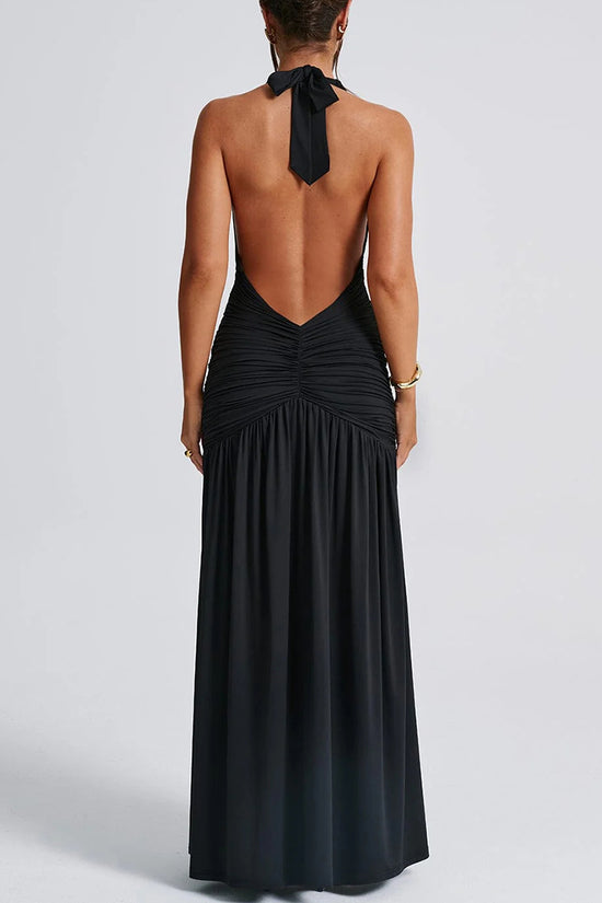 Elegant Sleeveless Halter Split Dress