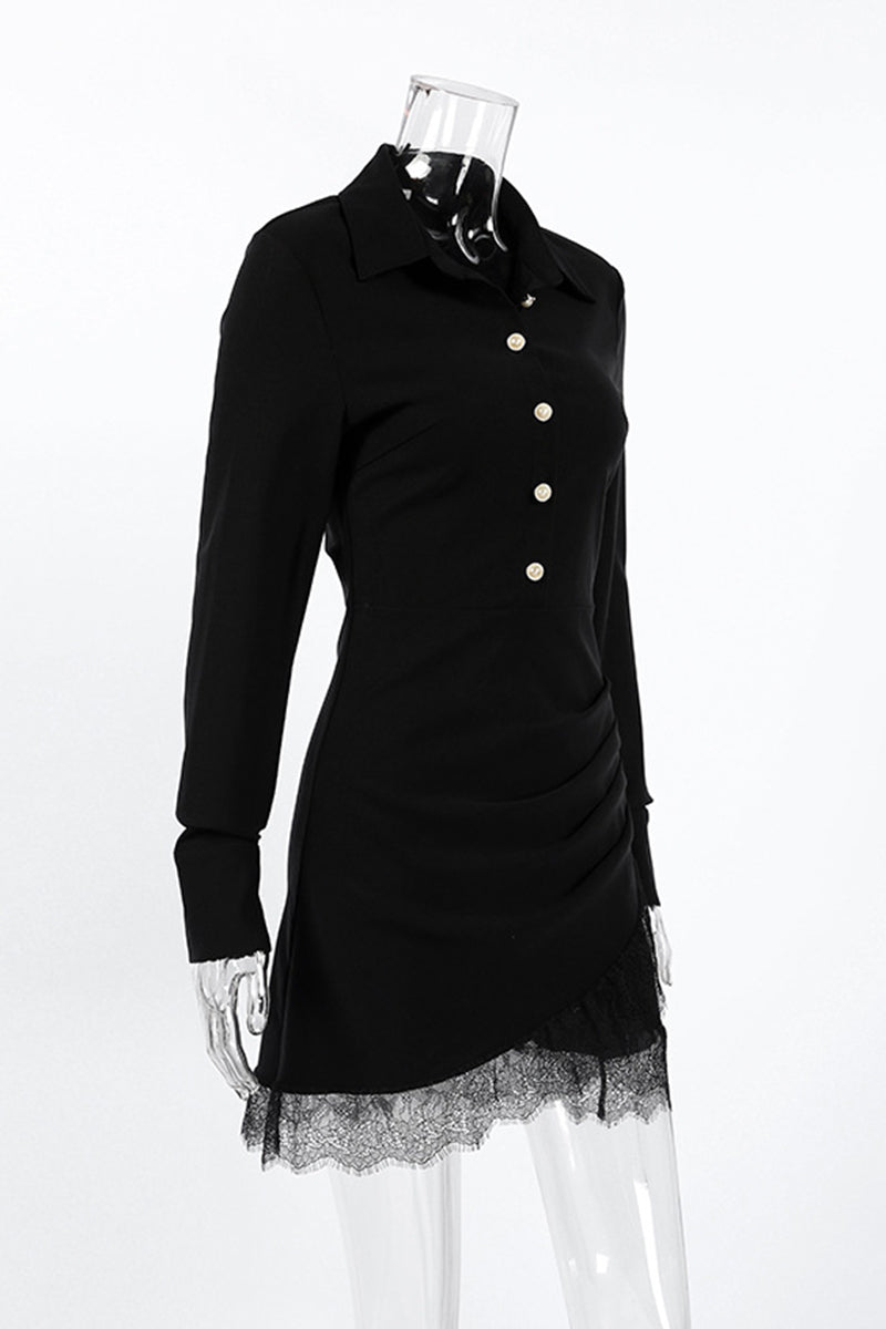 Button-Up Long Sleeve Bodycon Dress