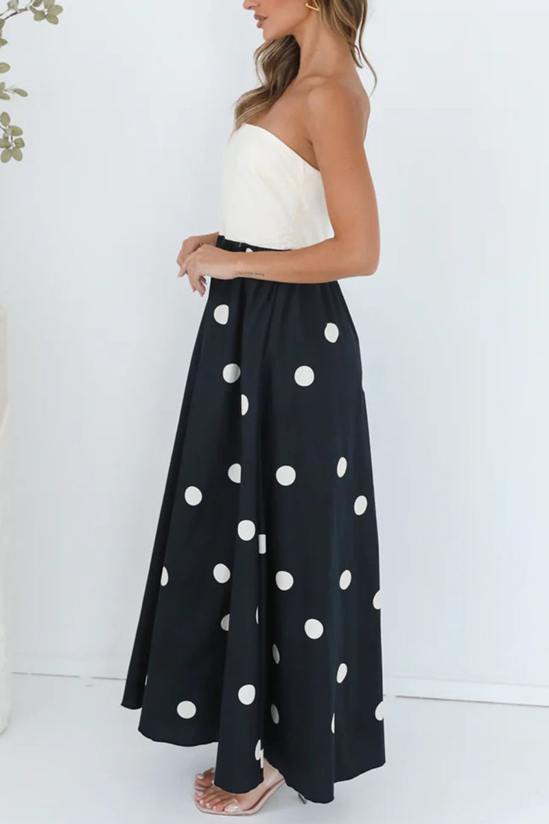 Strapless Polka Dot Maxi Dress