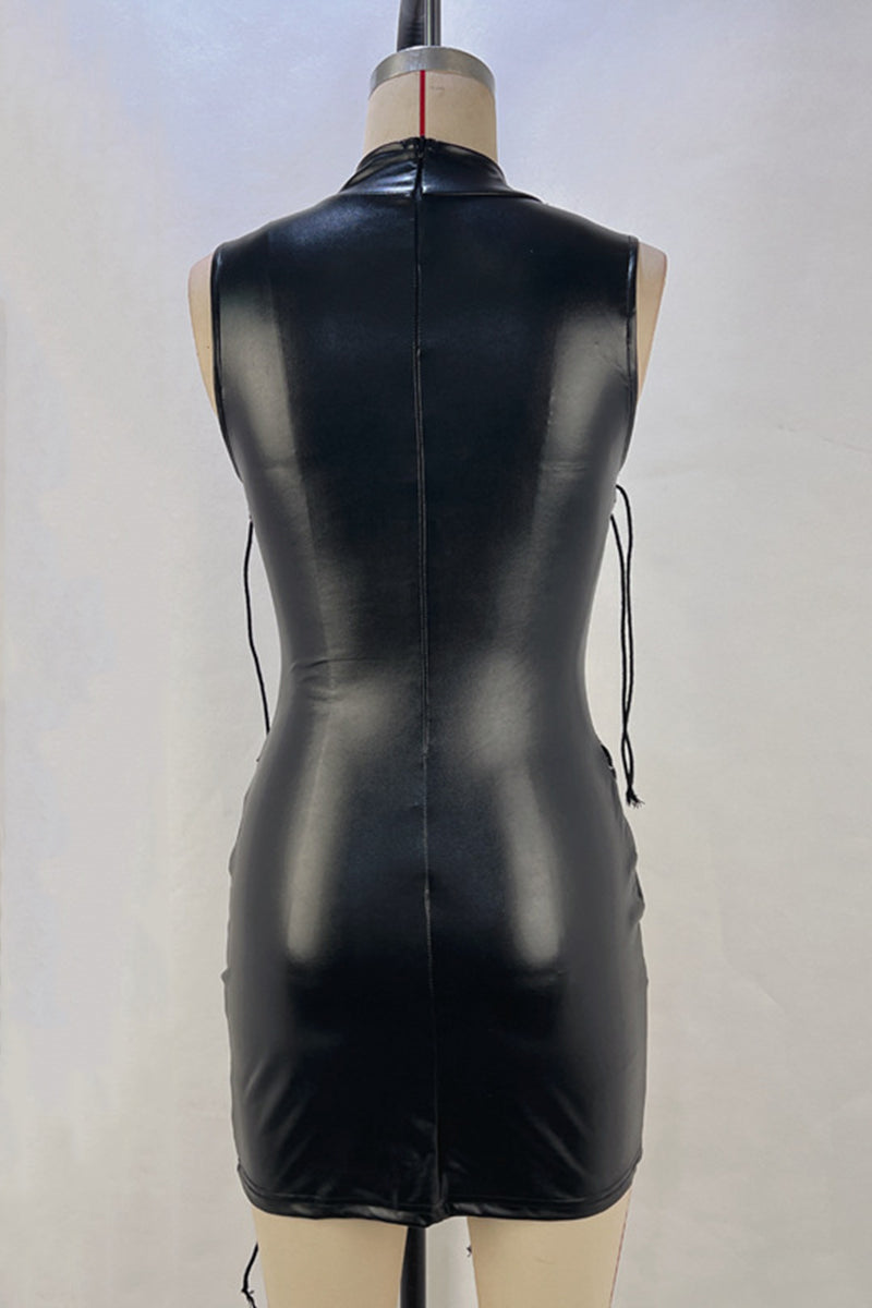 Sleek Lace-Up Sleeveless Casual Dress