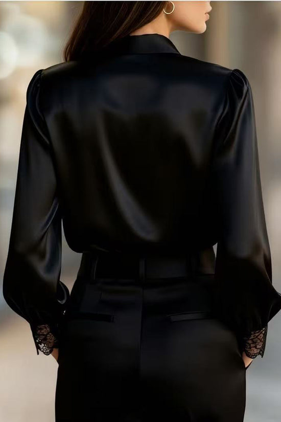 Elegant Lace Insert Blouse