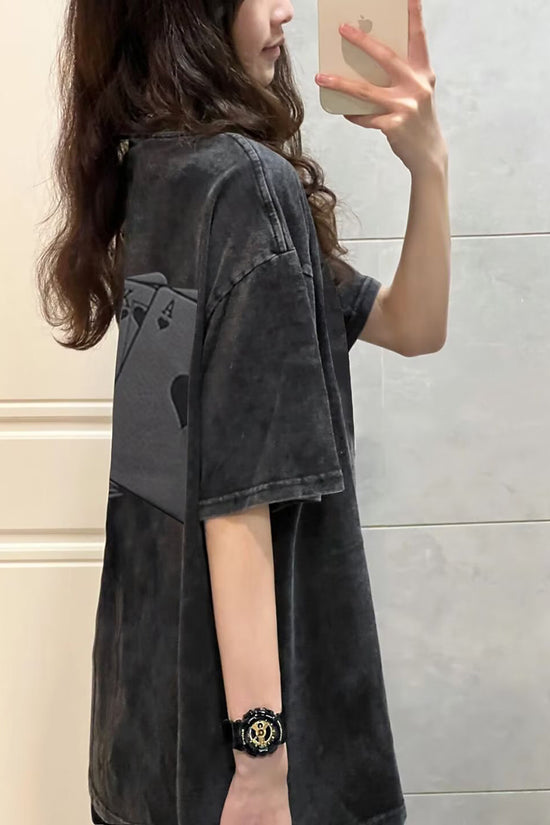 Playing Cards Graphic Oversized T-Shirt