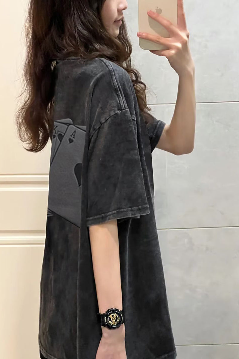 Playing Cards Graphic Oversized T-Shirt
