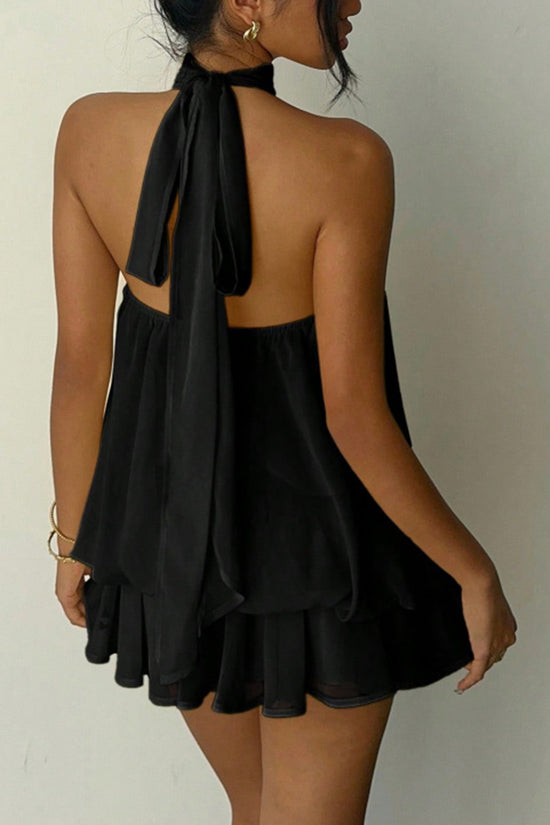 Halter Neck Flowy Mini Dress