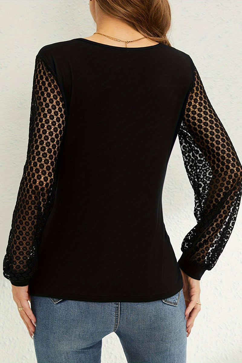 Chic Wrap V-Neck Lace Sleeve Top