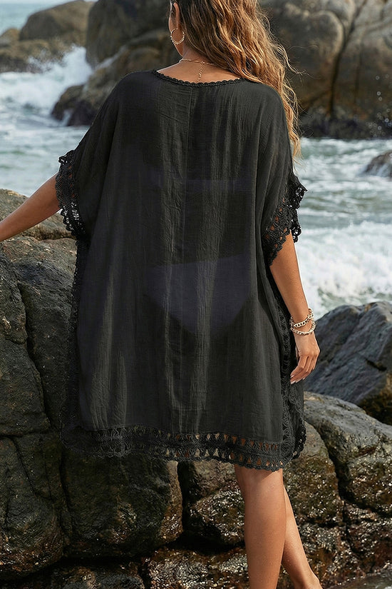 Boho Crochet Trim Beach Cover-Up
