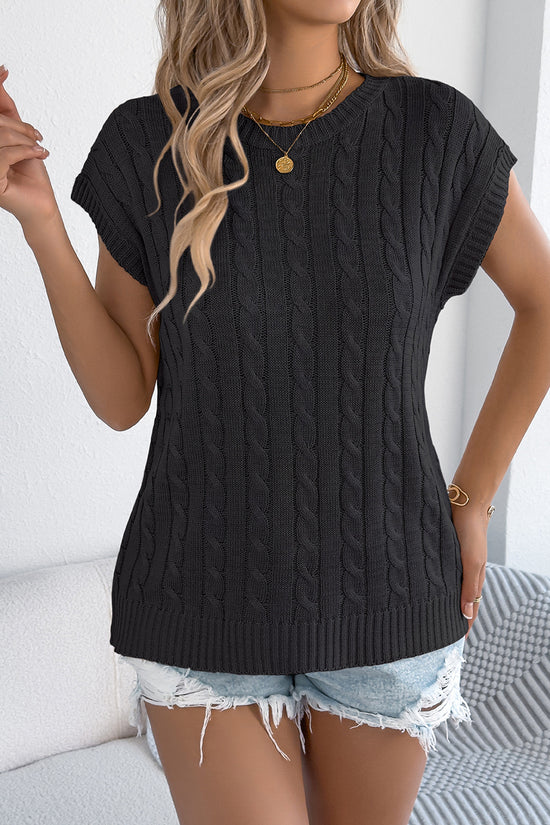 Cable Knit Sleeveless Sweater