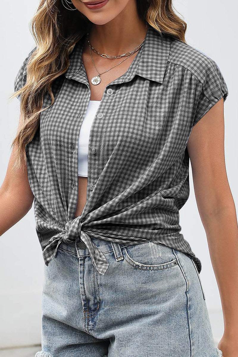 Classic Gingham Short Sleeve Blouse