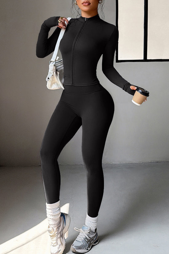 Sleek Zip-Up Activewear Set