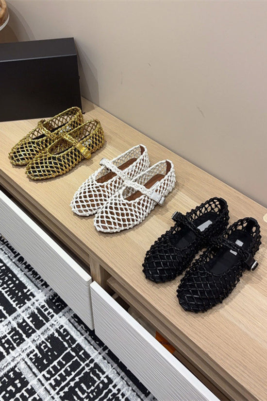 Woven Mesh Buckle Flats