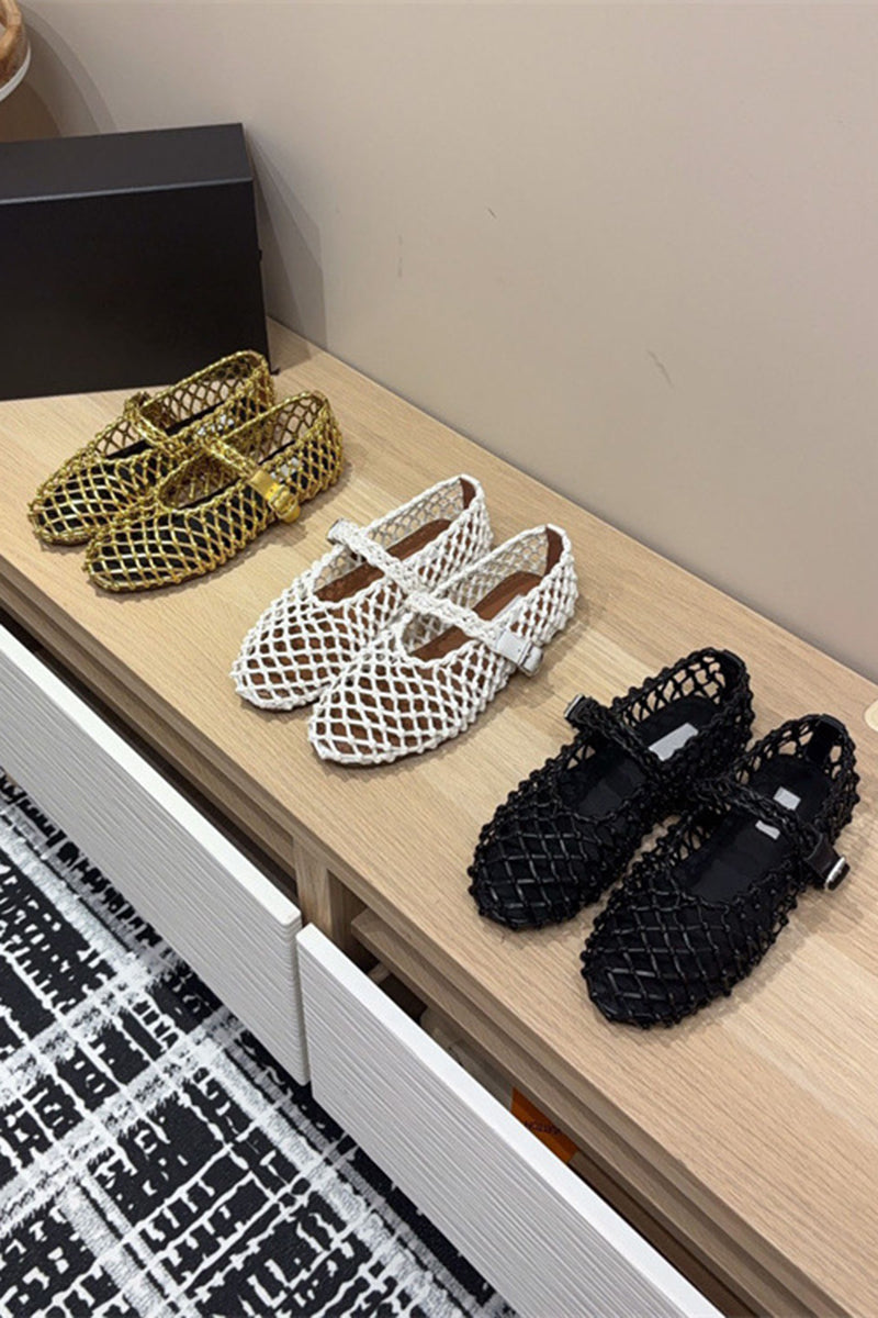 Woven Mesh Buckle Flats
