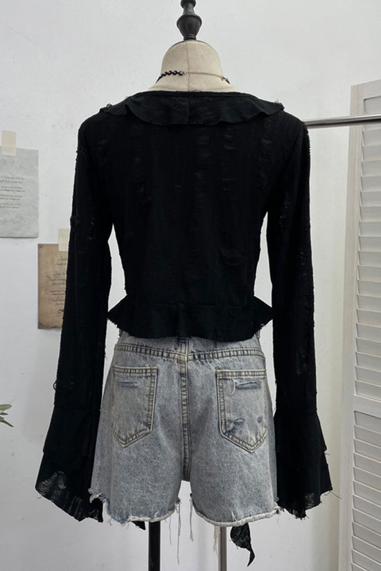 Ruffled Tie-Front Blouse