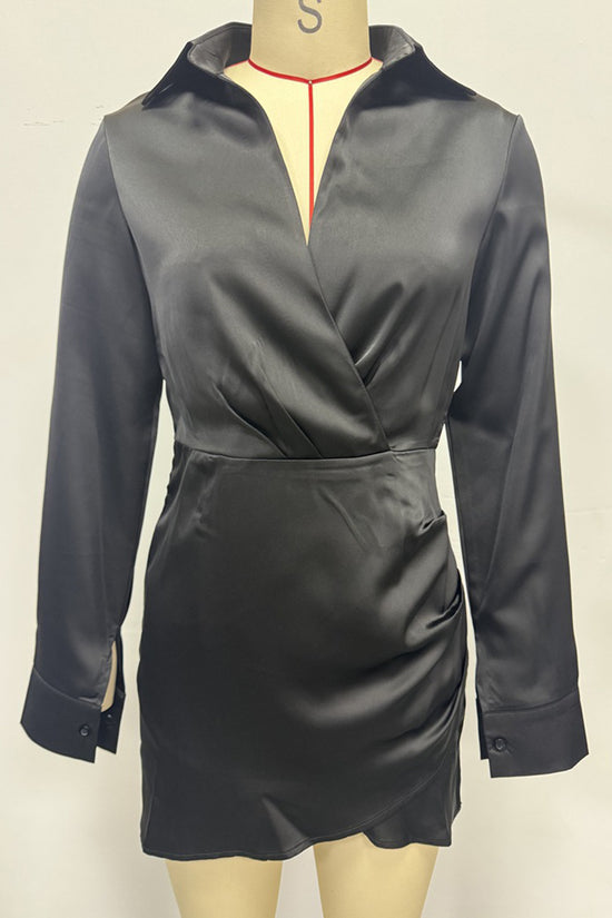 Chic Wrap Long Sleeve Bodycon Dress